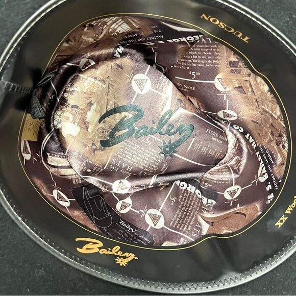 Bailey Cowboy Hat Men’s 7⅜ Tucson Black Wool Blend Satin Lined Belted - Picture 5 of 8